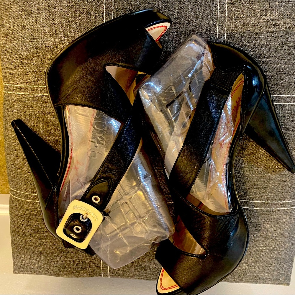 Miss Sixty platform leather and patent leather shoes